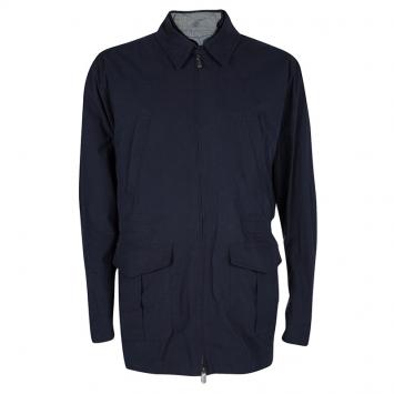 Pre Owned Dunhill Navy Blue Cotton Vest and Jacket Set L