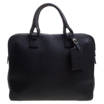 Pre Owned Dunhill Black Leather Business Briefcase