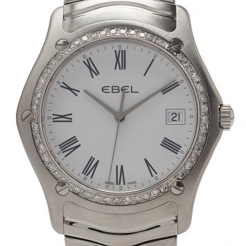 Pre Owned Ebel Mother of Pearl Stainless Steel Diamond Classic Men's Wristwatch 36MM