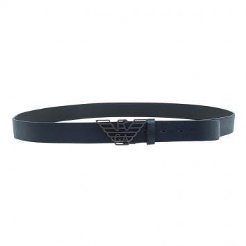 Pre Owned Emporio Armani Navy Blue Saffiano Leather Eagle Buckle One Size Belt 