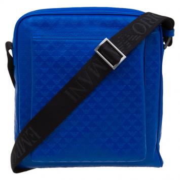 Pre Owned Emporio Armani Blue Leather Medium Messenger Bag