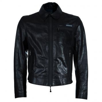 Pre Owned Emporio Armani Men's Crinkle Leather Jacket L