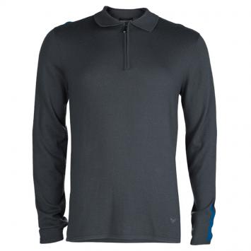 Pre Owned Emporio Armani Grey Zip Detail Polo Sweater L