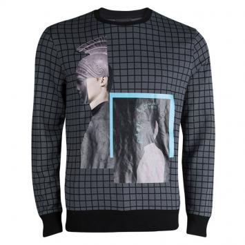مملوكة مسبقًا Emporio Armani Grey Checked Printed Sweatshirt L