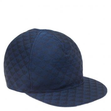Pre Owned Emporio Armani Blue Monogram Baseball Cap Size L