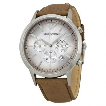 Pre Owned Emporio Armani Silver Stainless Steel AR2471 Men's Wristwatch 43MM