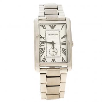 Pre Owned Emporio Armani Silver Stainless Steel AR 1607 Men's Wristwatch 32MM