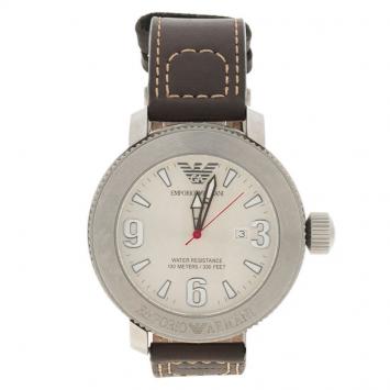 Pre Owned Emporio Armani Silver Stainless Steel AR-5833 Men's Wristwatch 50MM