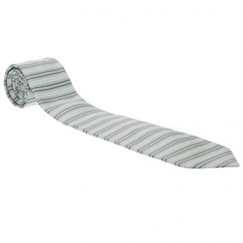 Pre Owned Ermenegildo Zegna Sea Green White and Brown Textured Striped Silk Tie