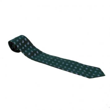 Pre Owned Ermenegildo Zegna Green Embroidered Paisley Motif Dual Tone Silk Tie