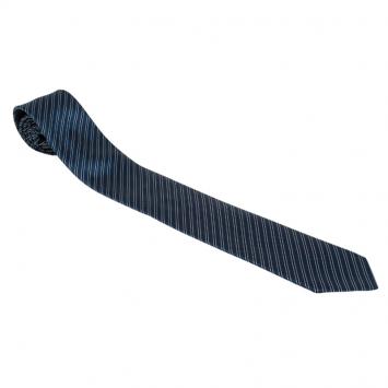 Pre Owned Ermenegildo Zegna Dark Blue & Black Textured Striped Silk Tie