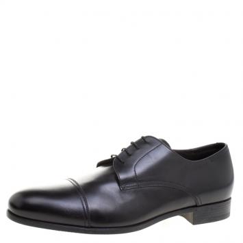 Pre Owned Ermenegildo Zegna Black Leather Lace Up Derby Size 45