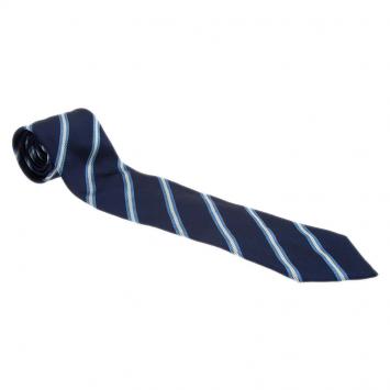 Pre Owned Ermenegildo Zegna Navy Blue Silk Striped Tie 