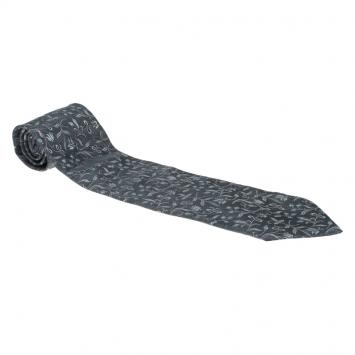 Pre Owned Ermenegildo Zegna Grey and Pink Floral Print Silk Tie