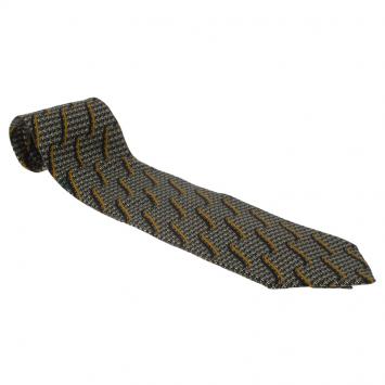 Pre Owned Ermenegildo Zegna Grey and Brown Woven Silk Tie