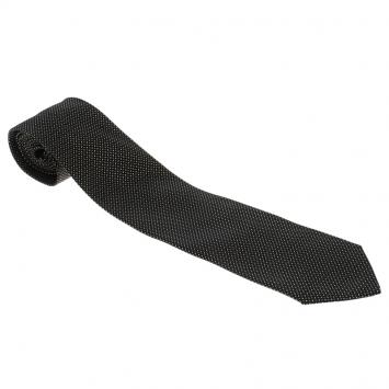 Pre Owned Ermenegildo Zegna Black Textured Silk Traditional Tie