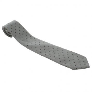 Pre Owned Ermenegildo Zegna Couture Grey Textured Silk Polka Dotted Traditional Tie