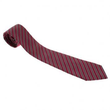 Pre Owned Ermenegildo Zegna Red and Navy Blue Striped Silk Tie