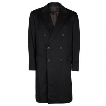 Pre Owned Ermenegildo Zegna Black Cashmere Double Breasted Coat 4XL