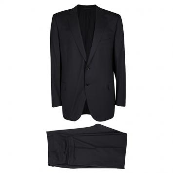 Pre Owned Ermenegildo Zegna Black Wool High Performance Regular Fit Suit 5XL