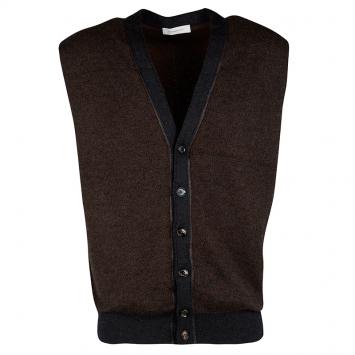 Pre Owned Ermenegildo Zegna Brown Patterned Cashmere and Silk Sweater Vest XXL