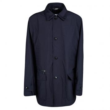 Pre Owned Ermenegildo Zegna Navy Blue Zip Front Wind Breaker Jacket 4XL