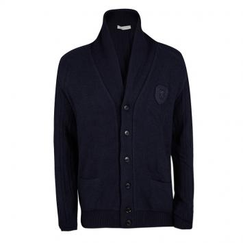 Pre Owned Ermenegildo Zegna Navy Blue Wool and Cashmere Button Front Cardigan 3XL
