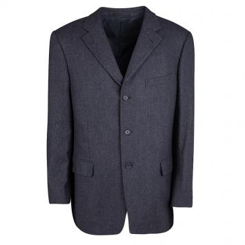 Pre Owned Ermenegildo Zegna Soft Blue Textured Wool and Cashmere Blazer XXL