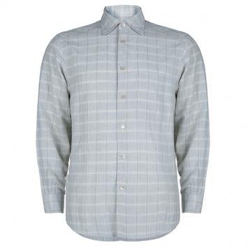 Pre Owned Ermenegildo Zegna Light Grey Checked Shirt M