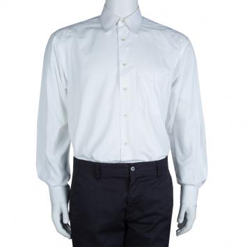 Pre Owned Ermenegildo Zegna White Long Sleeve Buttondown Cotton Shirt L