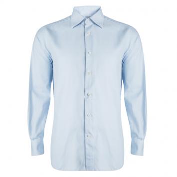 Pre Owned Ermenegildo Zegna Light Blue Button Front Slim Fit Shirt XXL