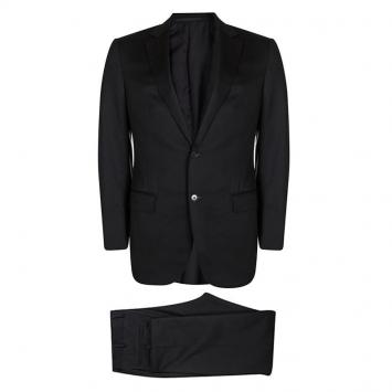 Pre Owned Ermenegildo Zegna Multiseason Black Wool Regular Fit Suit L