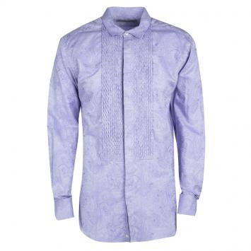 Pre Owned Etro Purple Cotton Paisley Motif Long Sleeve Button Front Shirt L