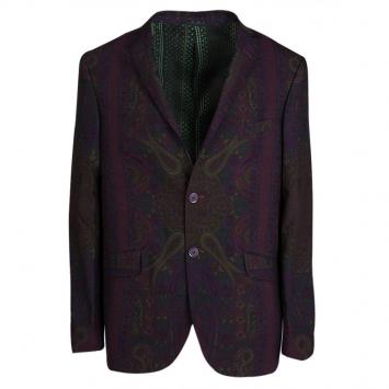 Pre Owned Etro Multicolor Paisley Printed Wool Notched Collar Superleggera Blazer XL