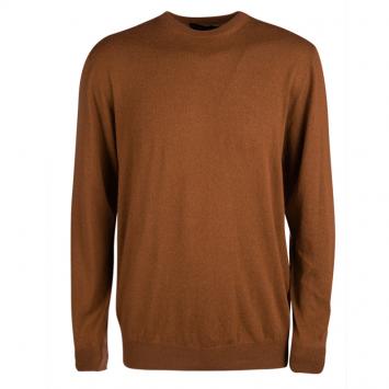 Pre Owned Etro Burnt Orange Cashmere Crew Neck Long Sleeve Sweater 2XL