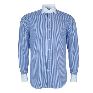 Pre Owned Etro Men's Blue Striped Shirt M