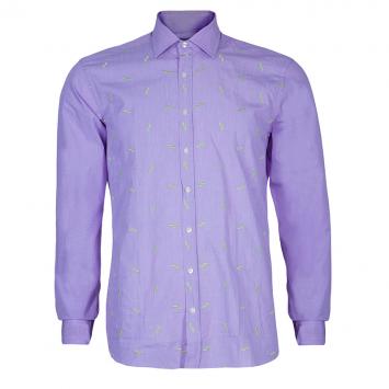 Pre Owned Etro Men's Purple Embroidered Shirt M