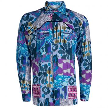 Pre Owned Etro Multicolor Printed Long Sleeve Button Front Linen Shirt XL