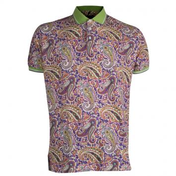 Pre Owned Etro Multicolor Paisley Printed Polo T-Shirt 2XL