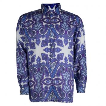 Pre Owned Etro Purple Paisley Printed Cotton Long Sleeve Button Front Shirt 2XL