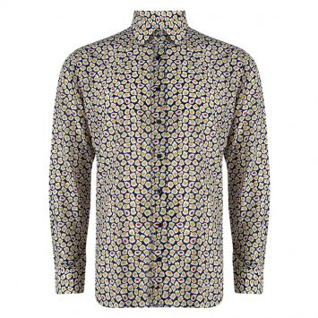 Pre Owned Etro Blue Printed Cotton Long Sleeve Button Front Shirt L