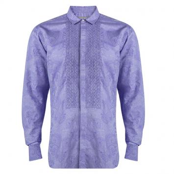 Pre Owned Etro Purple Cotton Paisley Motif Long Sleeve Button Front Shirt XL