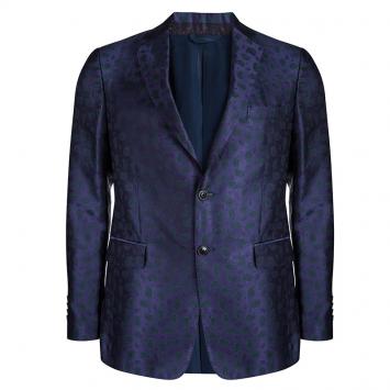 Pre Owned Etro Purple Paisley Motif Jacquard Silk Blazer M