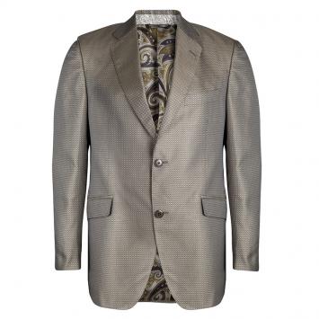 Pre Owned Etro Brown Patterned Jacquard Silk Blazer L