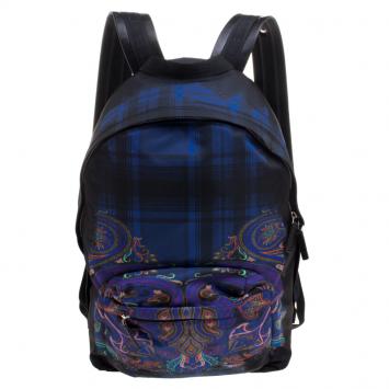 Pre Owned Etro Black Paisley Printed Nylon Backpack