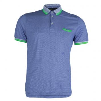 Pre Owned Etro Blue Contrast Rib Trim Polo T-Shirt M