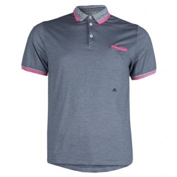 Pre Owned Etro Grey Contrast Rib Trim Polo T-Shirt M