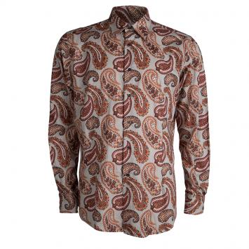 Pre Owned Etro Beige Paisley Print Long Sleeve Button Front Cotton Shirt  L
