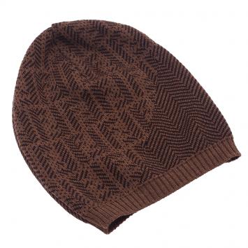 Pre Owned Fendi Brown Woven Wool Beanie