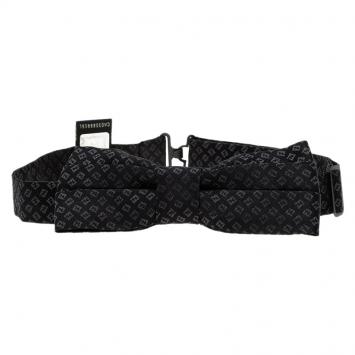 Pre Owned Fendi Black Silk FF Logo Bow Tie 